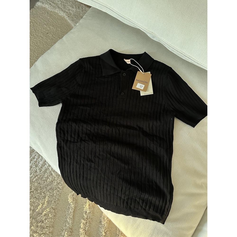 Korean Fashion Men's Polo Ribbed (fits like a size XS) Issey Miyake Inspired